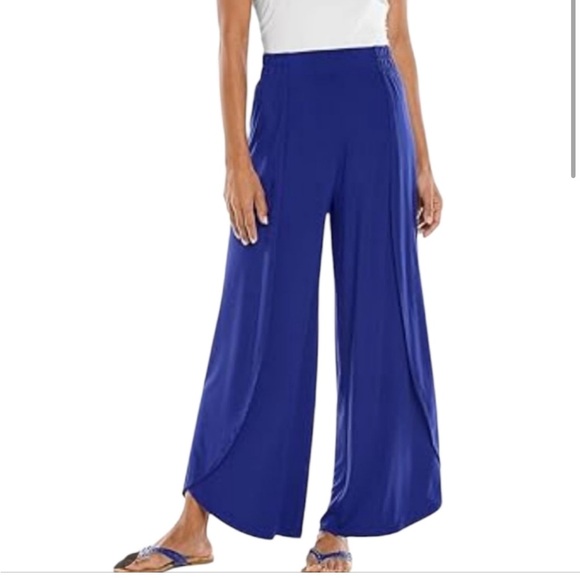 Coolibar UPF+ Lynsu Wide Leg Pants Cobalt Blue Soft Modal Palazzo Sun Protect XL - Picture 1 of 8